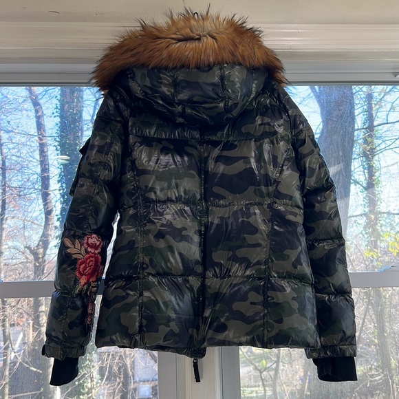 UPCYCLED S13 camouflage puffer coat jacket with runners thumb holes size XL - Picture 3 of 11